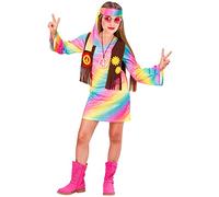 W WIDMANN MILANO Party Fashion - Costume da bambina hippie, vestito con gilet, fascia per capelli, pace, flower power, festa a tema, carnevale