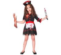 W WIDMANN MILANO Party Fashion - Costume da bambina infermiera zombie, abito con copricapo, travestimento sanguinolento per Halloween
