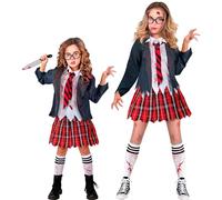 W WIDMANN MILANO Party Fashion - Costume da bambina zombie, outfit di Halloween con gonna, camicetta, giacca, cravatta