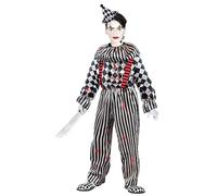 W WIDMANN MILANO Party Fashion - Costume per bambini retrò Clown, tuta con colletto, bretelle, copricapo, quadri, strisce, assassino, psico, Halloween, festa a tema, carnevale