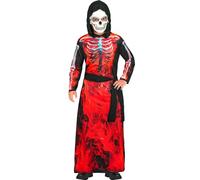 W WIDMANN MILANO Party Fashion - Costume da bambino Mietitore in fiamme | Set da 3 pezzi con mantello con cappuccio, cintura, maschera da teschio e angelo della morte per Halloween, Carnevale