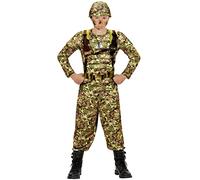 W WIDMANN MILANO Party Fashion - Costume da bambino Power Soldier, maglietta muscolare, pantaloni, casco, militare, soldato