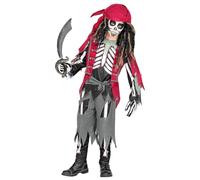W WIDMANN MILANO Party Fashion - costume da pirata scheletrico per bambino, top con gilet e cintura, pantaloni e foulard, pirata, horror, psicopatico, assassino, festa a tema, carnevale, Halloween