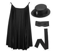 W WIDMANN MILANO Party Fashion - Costume da bandito mascherato, composto da mantello, cappello, maschera e fascia in vita, per feste a tema e carnevale