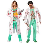 W WIDMANN MILANO Party Fashion - Costume da chirurgo zombie | Set da 3 pezzi con camice da laboratorio, inclusa camicia e ferita, pantaloni e guanti macchiati di sangue