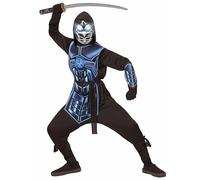 W WIDMANN MILANO Party Fashion - Costume da Cyber Ninja per bambino, top con cappuccio, armatura, cintura, protezioni per le braccia,maschera fosforescente con suono, Halloween,carnevale, festa a tema