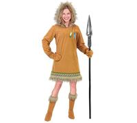 W WIDMANN MILANO Party Fashion - Costume da donna Inuit 3 pezzi, abito con cappuccio, guanti e copristivali per carnevale