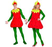 W WIDMANN MILANO Party Fashion - costume da fragola, vestito, copricapo, costume da partner, frutta, fragola, festa a tema, carnevale