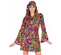 WIDMANN MILANO PARTY FASHION 29309 29309 - Costume da hippie, vestito floreale e fascia per la testa, Flower Power, 70s, festa a tema, carnevale, donna, multicolore, XS
