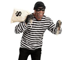 W WIDMANN MILANO Party Fashion - Costume da ladro, 3 pezzi | Look da brigante, criminale e detenuto per il Carnevale e le feste a tema