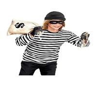 W WIDMANN MILANO Party Fashion - Costume da ladro per bambini | Set di 3 pezzi con maglietta, berretto e maschera per gli occhi per il Carnevale e le feste a tema