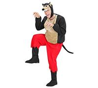 Widmann 50955 - Costume di lupo, casacca imbottita, pantaloni, copriscarpe con maschera, fiabe, animale, carnevale, feste a tema