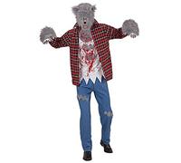 W WIDMANN MILANO Party Fashion - Costume da lupo mannaro, camicia, maglietta, pantaloni, guanti, maschera, animali, Halloween