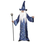 Costume Mago Fantasy Bambino per Feste a Tema, Hallooween, Taglia 5-7 anni, 128c