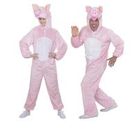 W WIDMANN MILANO Party Fashion - Costume da maiale, tuta in peluche con cappuccio, fattoria, costume da animale