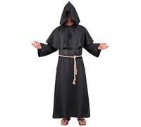 W WIDMANN MILANO Party Fashion - Costume da monaco oscuro, tunica con cappuccio, cintura, collana con croce, chierico, sacerdote, costumi in maschera