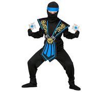 W WIDMANN MILANO Party Fashion - Costume da ninja per bambini con set di armi, per carnevale e feste a tema, nero e blu