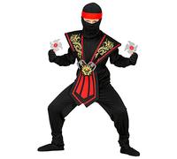 W WIDMANN MILANO Party Fashion - Costume da ninja per bambini con set di armi, per carnevale e feste a tema, nero e rosso