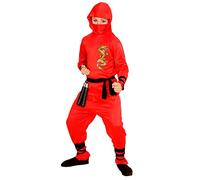 W WIDMANN MILANO Party Fashion - Costume da ninja Red Dragon per bambini | Set da 6 pezzi con top, pantaloni, cintura, maschera e bracciali e polsini per il Carnevale e le feste a tema