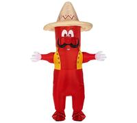 WIDMANN MILANO PARTY FASHION - Costume da peperoncino gonfiabile, con soffiatore integrato, maschera e sombrero, carnevale, festa a tema