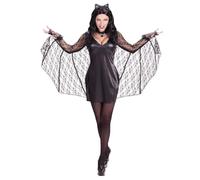 W WIDMANN MILANO Party Fashion - Costume da pipistrello da donna | Abito con ali e cerchietto con orecchie, per Halloween, Carnevale, feste a tema