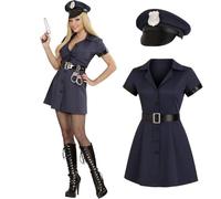 W WIDMANN MILANO Party Fashion - Costume da poliziotta, set da 3 pezzi | Con abito, cintura e berretto per Carnevale, feste a tema, travestimenti da poliziotta e outfit in divisa