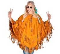 W WIDMANN MILANO Party Fashion - Costume da poncho in pelle scamosciata, costumi di carnevale per adulti, hippie, reggae, western, cowboy