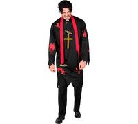 W WIDMANN MILANO Party Fashion - Costume da prete zombie, tunica, sciarpa, croce, spaventoso travestimento di Halloween