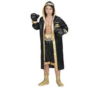 W WIDMANN MILANO Party Fashion - Costume da pugile per bambini | Giacca da pugile con cappuccio, pantaloncini, cintura e guantoni da boxe, costume da atleta per Carnevale e feste a tema