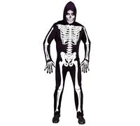 W WIDMANN MILANO Party Fashion Costume da scheletro, tuta con cappuccio, neon e luce UV, Halloween