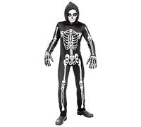 W WIDMANN MILANO Party Fashion - Costume da scheletro per bambini, tuta con cappuccio, bianco, uomo osso, costume di Halloween
