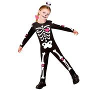W WIDMANN MILANO Party Fashion - Costume da scheletro per bambino, tuta nera con fascia per capelli, costume di Halloween
