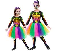 W WIDMANN MILANO Party Fashion - Costume da scheletro per bambino, vestito con tutù, Dia de los Muertos, costume di Halloween