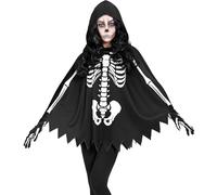 W WIDMANN MILANO Party Fashion - Costume da scheletro, poncho con cappuccio, festa a tema, Halloween, carnevale