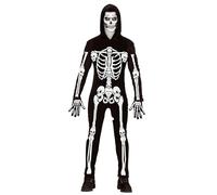 W WIDMANN MILANO Party Fashion - Costume da scheletro, tuta con cappuccio, bianco, si illumina ai raggi UV, costume di Halloween