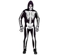 W WIDMANN MILANO Party Fashion - Costume da scheletro, tuta con cappuccio, neon, luce UV, costume di Halloween