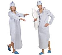 W WIDMANN MILANO Party Fashion - Costume da sonnambulo con camicia da notte | Camicia da notte a righe blu e bianche con berretto da notte - Costume unisex per Carnevale e feste a tema