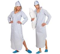 W WIDMANN MILANO Party Fashion - Costume da sonnambulo con camicia da notte | Camicia da notte a righe blu e bianche con berretto da notte - Costume unisex per Carnevale e feste a tema