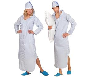 W WIDMANN MILANO Party Fashion - Costume da sonnambulo con camicia da notte | Camicia da notte a righe blu e bianche con berretto da notte - Costume unisex per Carnevale e feste a tema