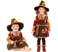 W WIDMANN MILANO Party Fashion - Costume da spaventapasseri con cappello | Set da 4 pezzi, per neonati e bambini piccoli, costume con vestitino, colletto, cintura e cappello per Carnevale, Halloween