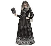 W WIDMANN MILANO Party Fashion - Costume da sposa scheletro, abito con sottoveste a cerchio, velo da sposa, horror, Halloween, carnevale