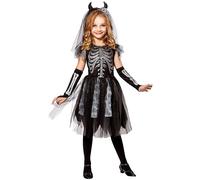 W WIDMANN MILANO Party Fashion - Costume da sposa scheletro per bambini, costume da sposa morta per Halloween, costumi di carnevale per bambini, abito con accessori