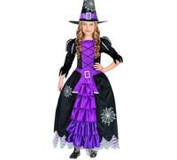 W WIDMANN MILANO Party Fashion - costume da strega per bambini, abito, cappello, costume da fiaba, costume di Halloween