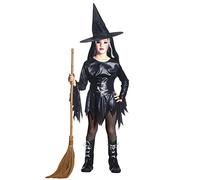 W WIDMANN MILANO Party Fashion - costume da strega per bambini, vestito, cintura, stivali, cappello, strega, carnevale, festa in maschera, Halloween