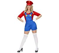 W WIDMANN MILANO Party Fashion - Costume da Super Idraulico da donna | Set da 2 pezzi con completo e cappello in stile artigiano e meccanico per il Carnevale e le feste a tema
