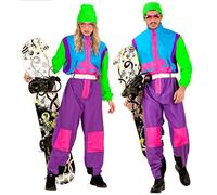 W WIDMANN MILANO Party Fashion - Costume snowboarder, tuta, tuta da neve retrò, costume anni '80, costume cattivo gusto, costumi in maschera