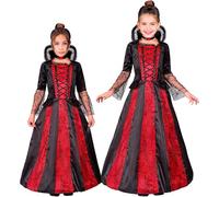 W WIDMANN MILANO Party Fashion - Costume da vampiro per bambini, abito lungo fino a terra, collare, succhiasangue, oscura damigella, travestimento gotico per Halloween