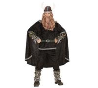 Widmann Costume da vichingo guerriero – top, pantaloni, mantello, elmo – Carnevale
