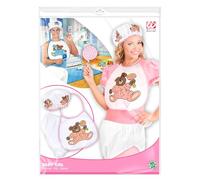 WIDMANN 66666 - Set Baby con Cuffia, Bavaglino, Pannolino Gigante, per Adulto Uomo, Baby Showers, Addio al Celibato, Carnevale, Colore Rosa