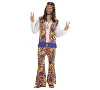 W WIDMANN MILANO Party Fashion - Costume Hippie, camicia con gilet, pantaloni, fascia per testa, collana con medaglione, carnevale, festa a tema